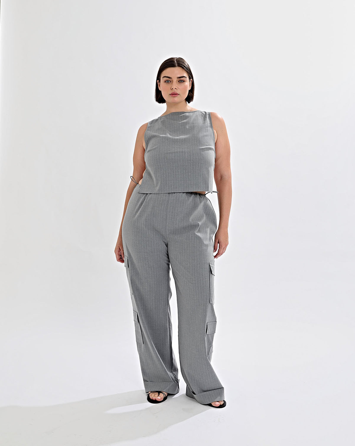 Celine Trousers Grey Stripe