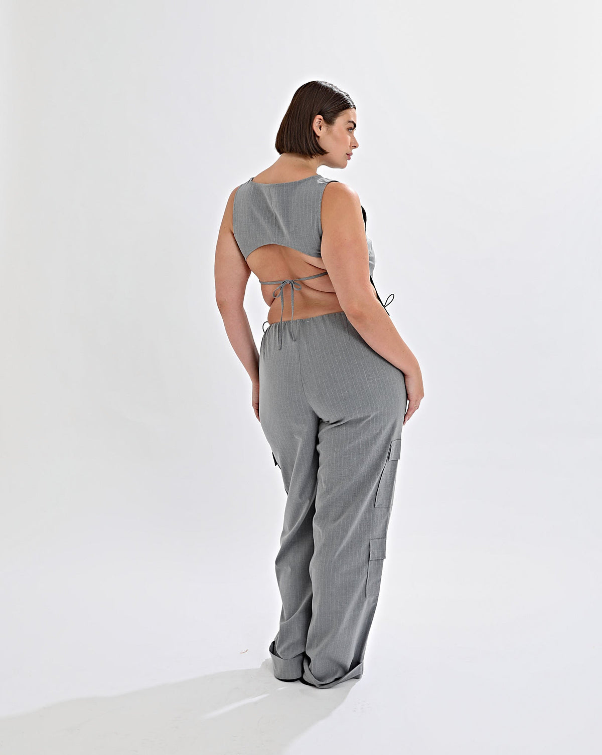 Celine Trousers Grey Stripe